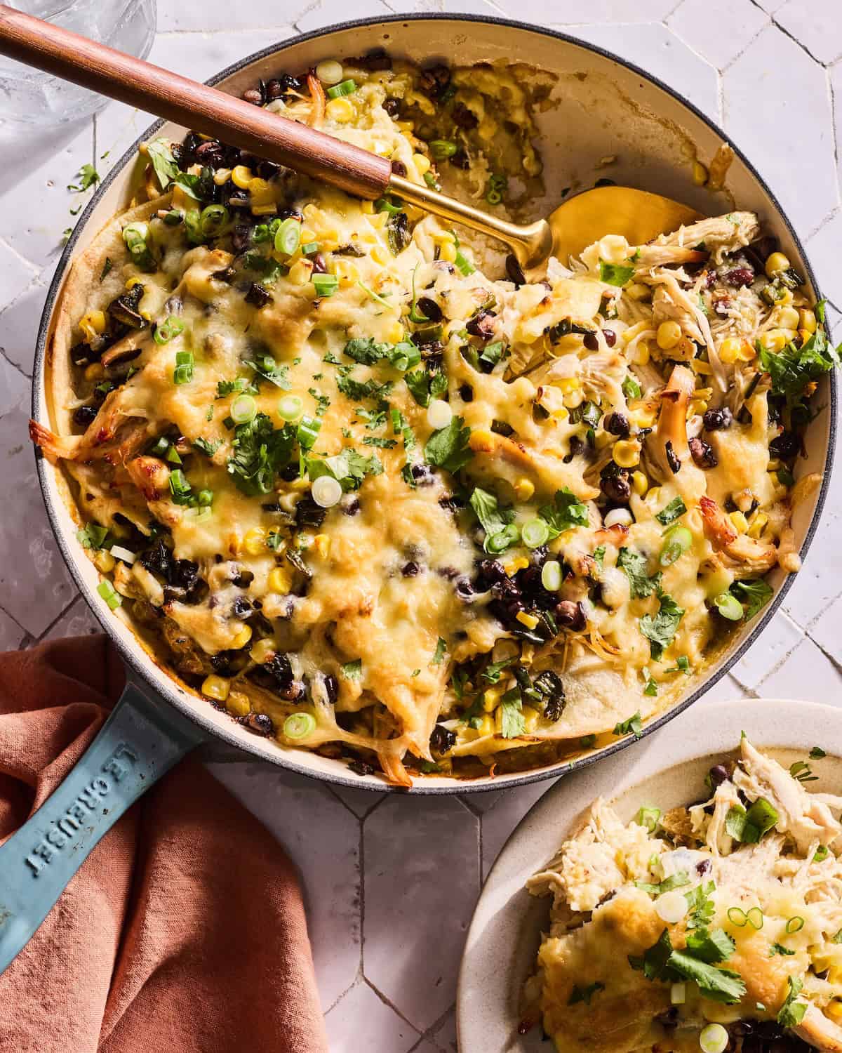 Chicken Poblano Skillet Enchiladas