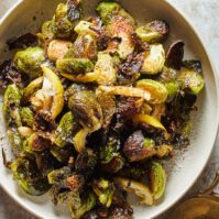 Crispy Roasted Brussels from www.whatsgabycooking.com (@whatsgabycookin)