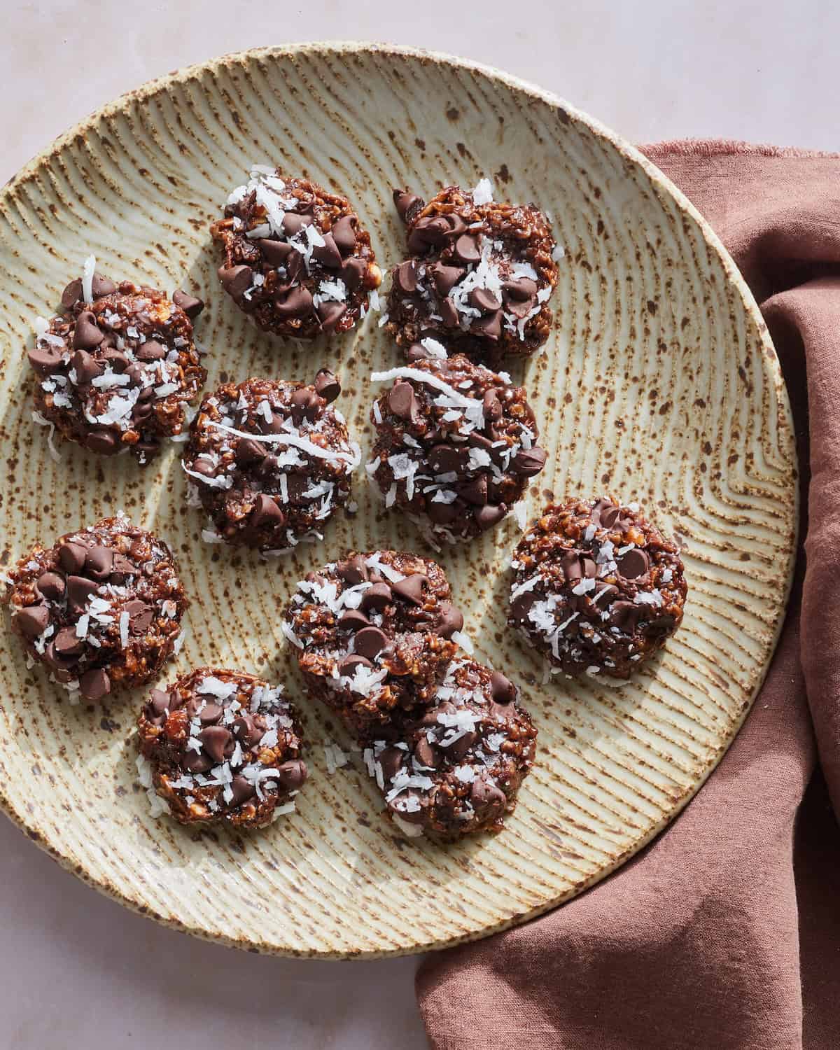 No Bake Double Chocolate Chip Cookies with Almond Butter