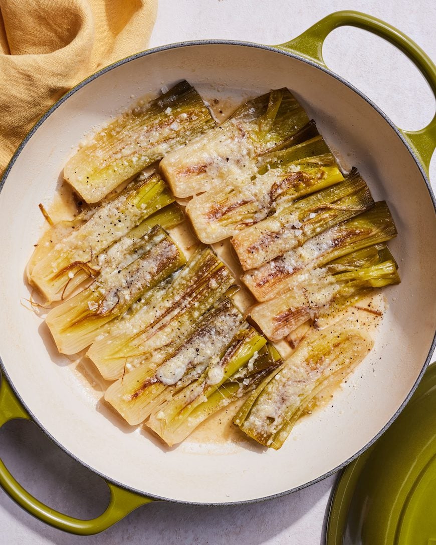 Best Parmesan Braised Leeks