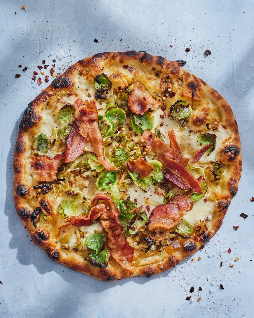 Bacon Brussels Leek Pizza