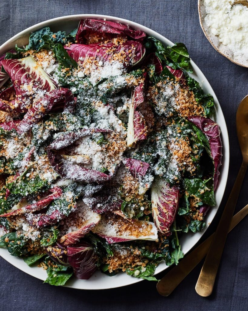 Winter Greens Salad with Pecorino Dressing from www.whatsgabycooking.com (@whatsgabycookin)