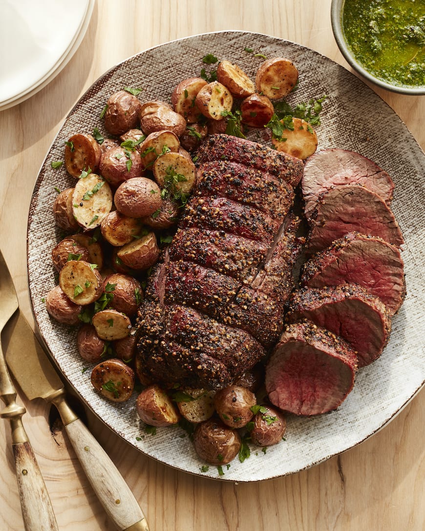 Garlic Peppercorn Crusted Beef Tenderloin